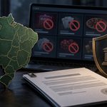Brazil Blocks 506 Suspected Betting Sites After New Nationwide Ban Illustration of Brazil with online betting website icons being blocked